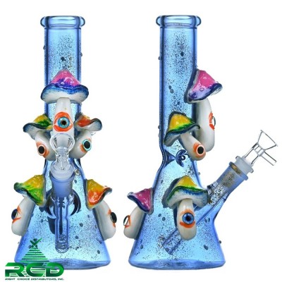 WATER PIPE GLOW IN DARK ARTISTIC MUSHROOM WP15027 1CT
